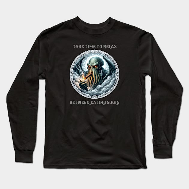 Cthulhu Relaxes Long Sleeve T-Shirt by Beyond Vanilla